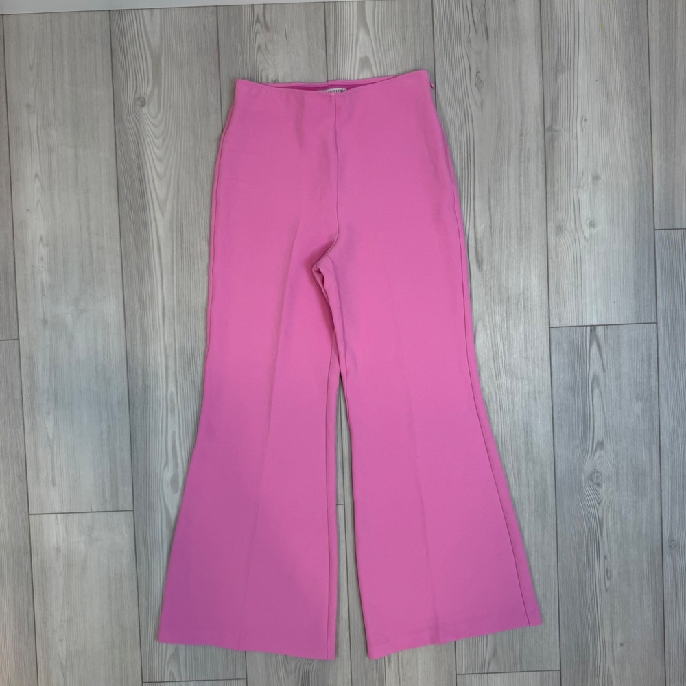 Urban Outfitters Pink High Waisted Flare Leg Trousers Pants Size 4 US 8 UK